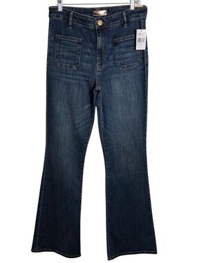 Kut From The Kloth Anna Patch Pocket High‎ Rise Flare Jeans 10 NWT